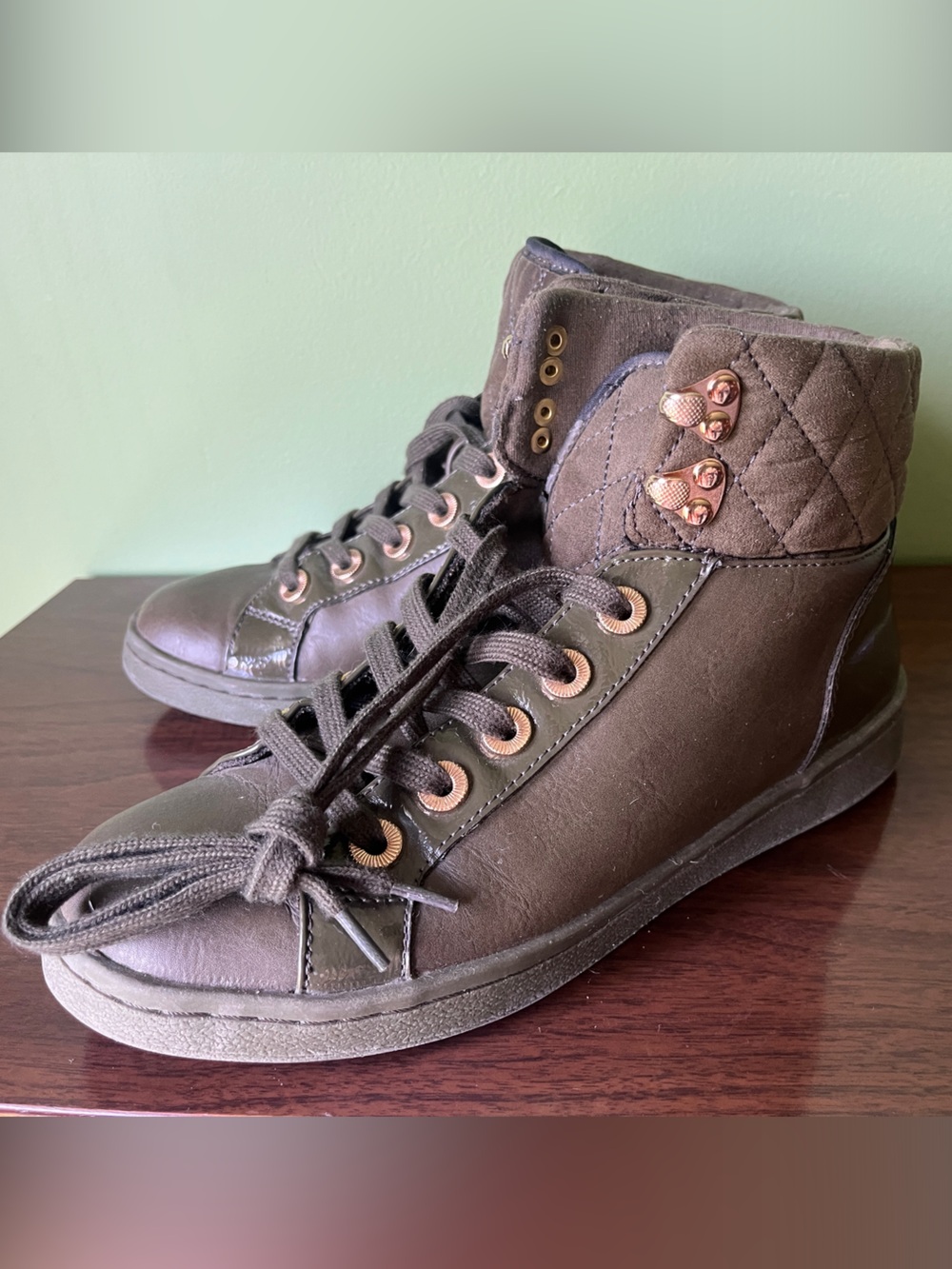 Aldo Olive Green High-Top Ankle Booties